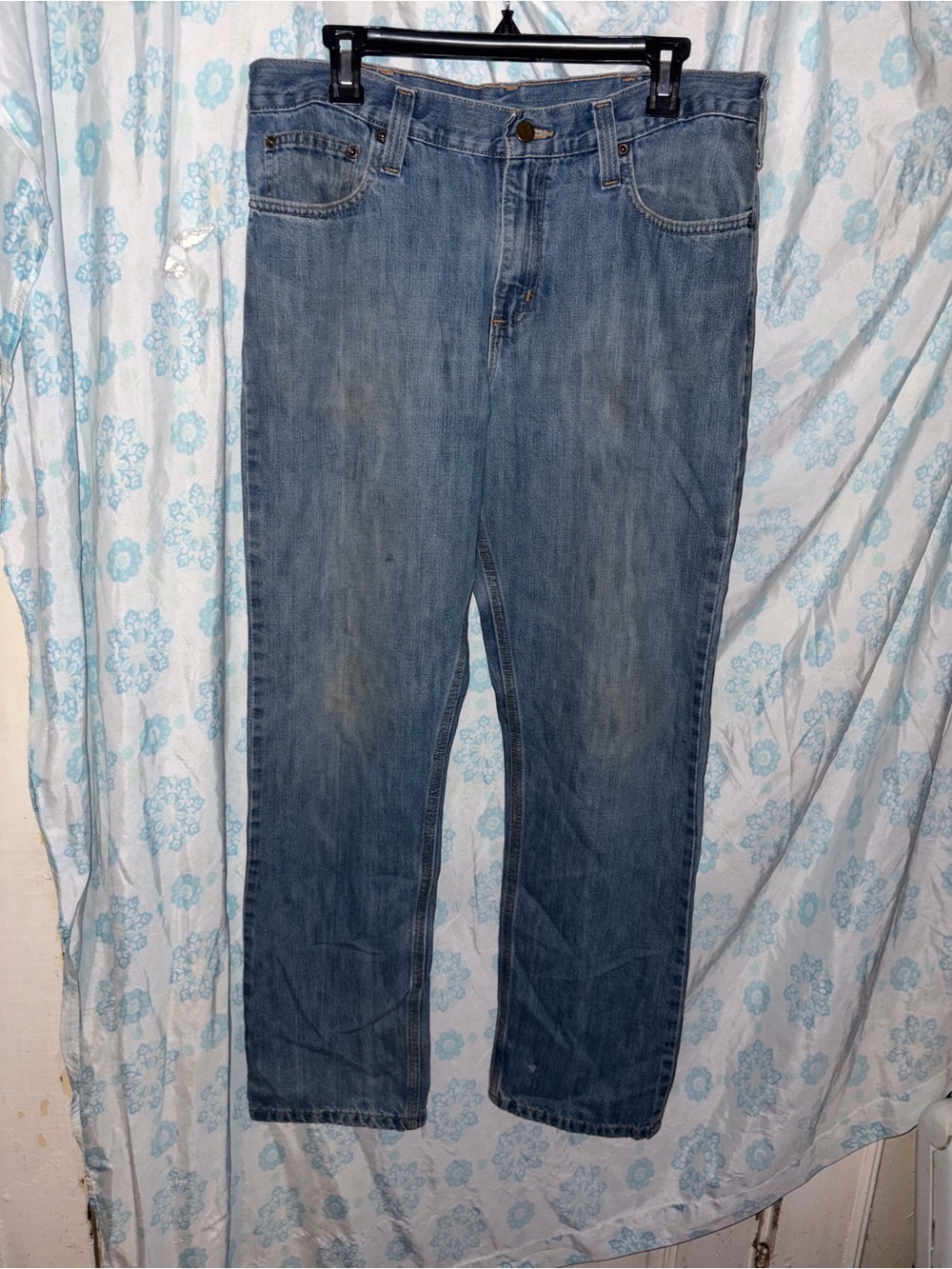 Carhartt Men's Light Blue Straight-Leg Jeans size 34x32